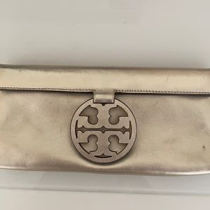 Tory Burch gold Miller clutch